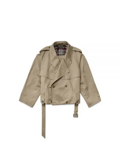 Fold Cotton Twill Short Trench Coat Beige - BALENCIAGA - BALAAN 2