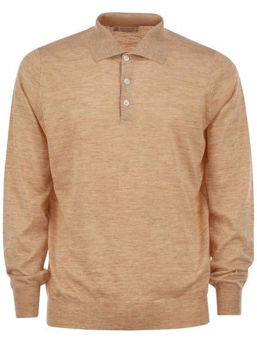 Lightweight cashmere, silk and linen knit polo shirt - BRUNELLO CUCINELLI - BALAAN 1