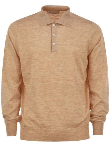 Lightweight cashmere, silk and linen knit polo shirt - BRUNELLO CUCINELLI - BALAAN 1