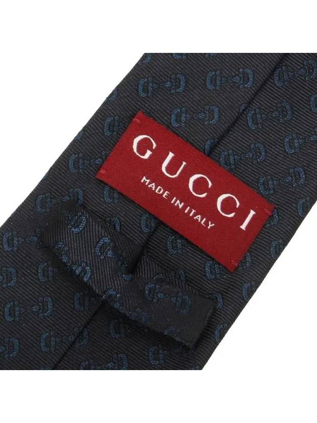 Horsebit Silk Jacquard Tie Navy - GUCCI - BALAAN 6