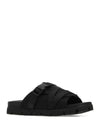 Logo Buckle Strap Slippers Black - PRADA - BALAAN 3