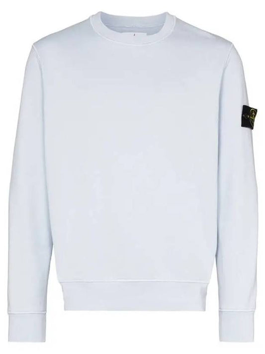 Garment Dyed Cotton Crewneck Sweatshirt Sky Blue - STONE ISLAND - BALAAN 2