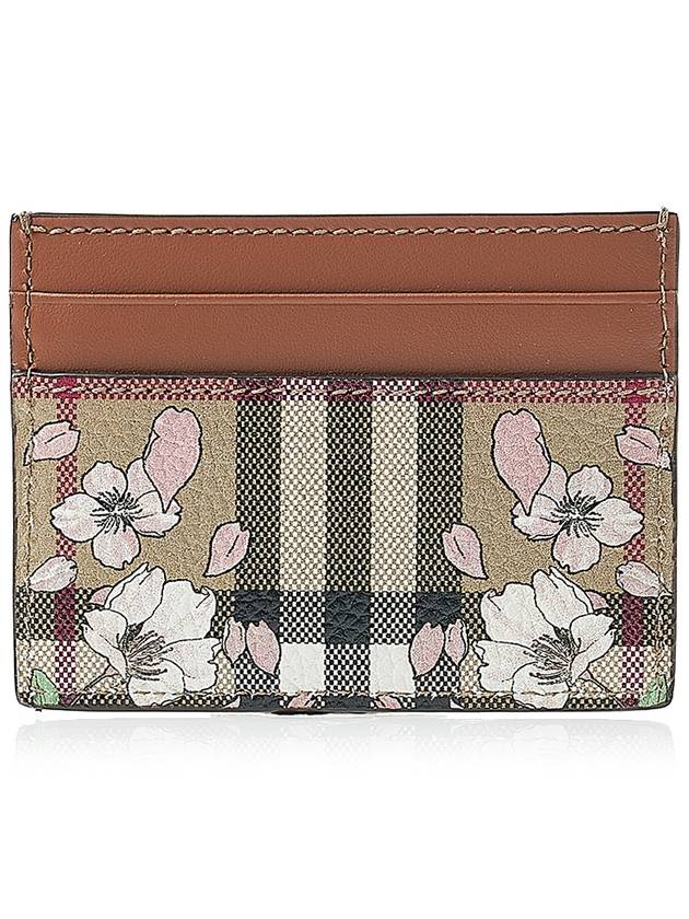 Floral Check Print Card Wallet Brown - BURBERRY - BALAAN 4