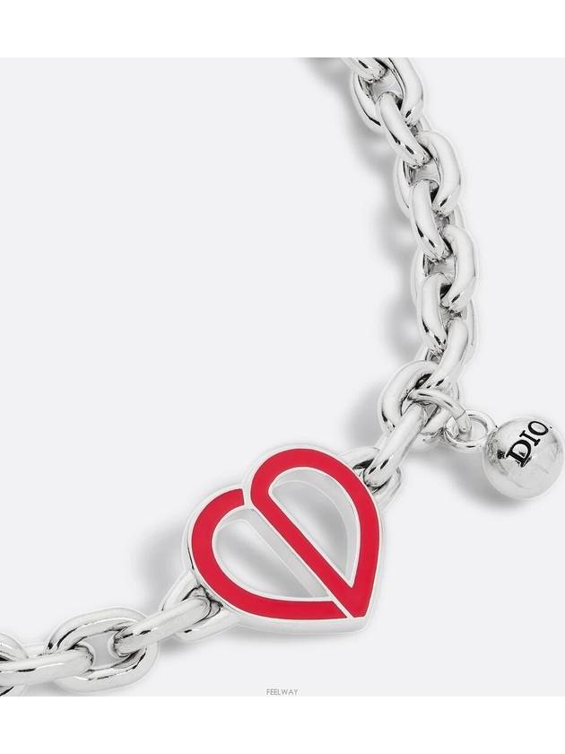 CD Heart Bracelet Silver Finish Brass Red Black Resin - DIOR - BALAAN 2