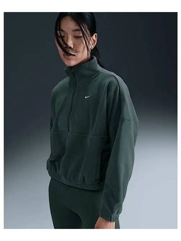 One Women s Therma Fit Oversized Half Zip Fleece Top Vintage Green White FV7956 338 738964 - NIKE - BALAAN 1