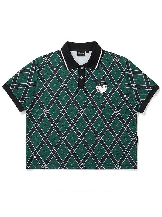 Argyle pattern polo t shirt GREEN WOMAN - MALBON GOLF - BALAAN 1