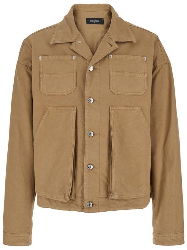 'Icon New Generation' Beige Jacket With Icon Logo On The Front In Cotton Men - DSQUARED2 - BALAAN 1