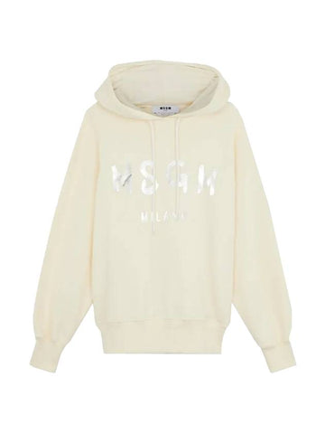 Milan Brushed Logo Hoodie Ivory - MSGM - BALAAN 1