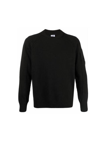 Men's Lens Wappen Wool Crew Neck Knit Top Black - CP COMPANY - BALAAN 1