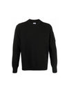 Men's Lens Wappen Wool Crew Neck Knit Black - CP COMPANY - BALAAN 1