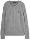 Embroidery Logo Cable Knit Top Grey - POLO RALPH LAUREN - BALAAN 4