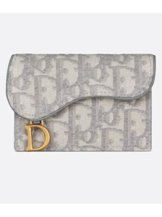 Saddle Flap Card Holder Grey  Oblique Jacquard - DIOR - BALAAN 2