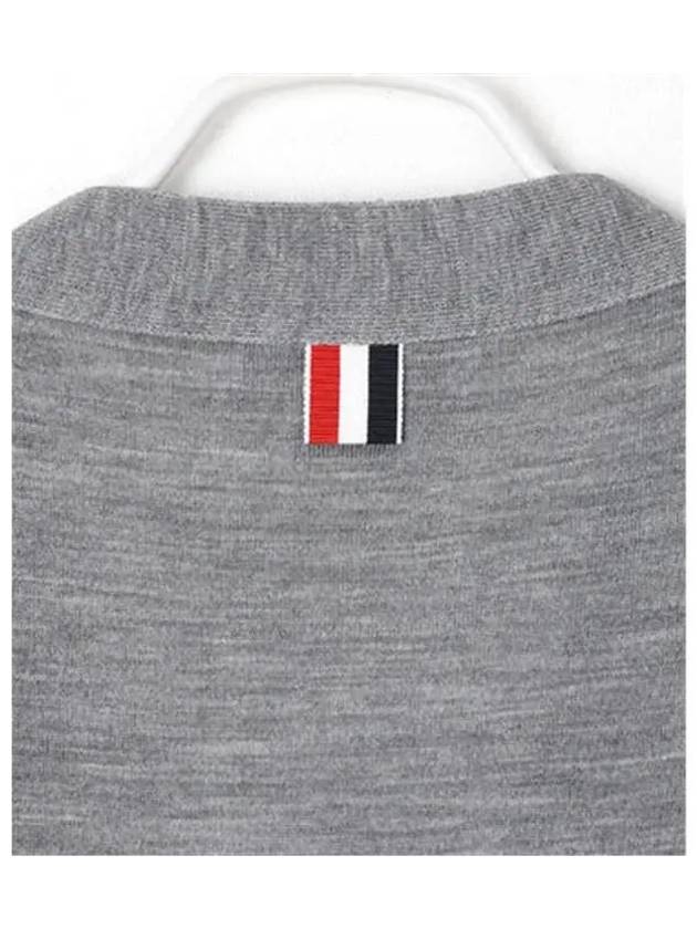 4-Bar Stripe Sustainable Merino Wool Cardigan Grey - THOM BROWNE - BALAAN 5