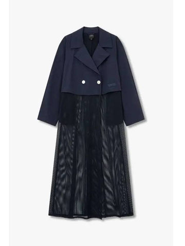 Women s Two Snap Button Mesh Panel Coat Navy - ARMANI EXCHANGE - BALAAN 1