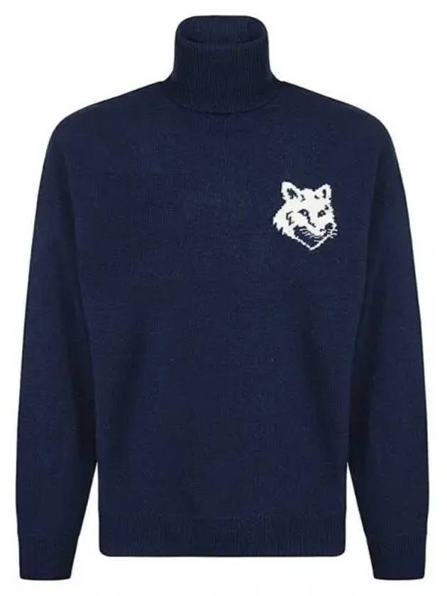 Fox Head Intarsia Comfort Turtleneck Ink Blue - MAISON KITSUNE - BALAAN 2