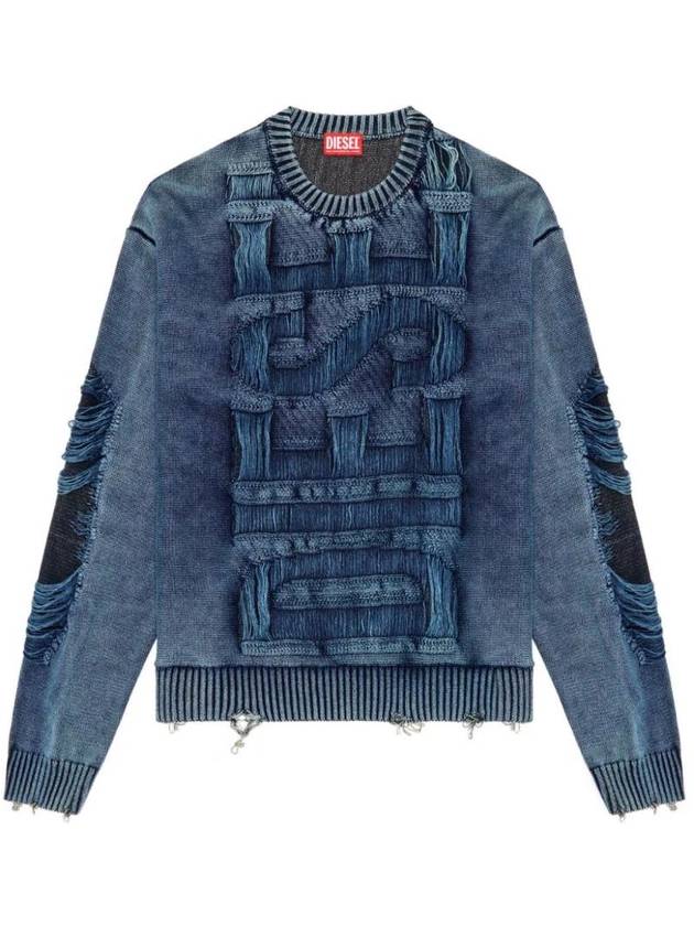 K Rottissimo Floating Yarn Logo Knit Top Blue - DIESEL - BALAAN 1