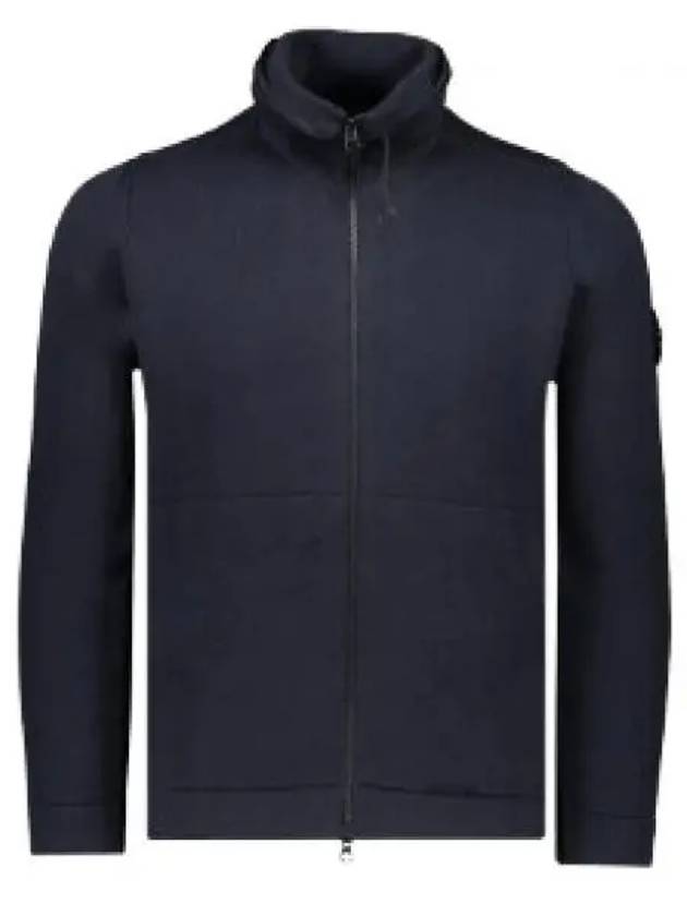 Logo Pacth Stretch Cotton Zip-up Cardigan Navy - STONE ISLAND - BALAAN 2