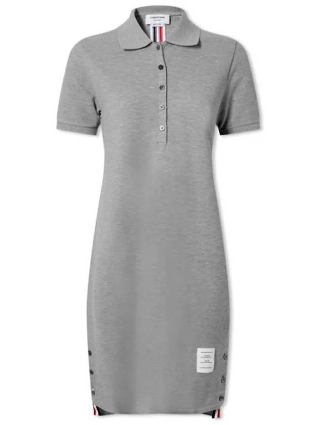 Classic Cotton Pique Center Back Stripe A-Line Short Sleeve Polo Shirt Short Dress Grey - THOM BROWNE - BALAAN 2