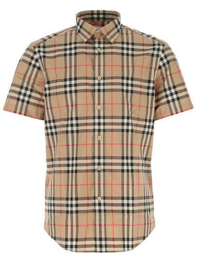 Check Cotton Poplin Short Sleeve Shirt Archive Beige - BURBERRY - BALAAN 2