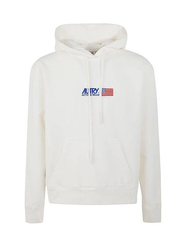 Embroidered Iconic Logo Cotton Hoodie White - AUTRY - BALAAN 1