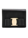 Vara Bow Gloss Flap Half Wallet Black - SALVATORE FERRAGAMO - BALAAN 2