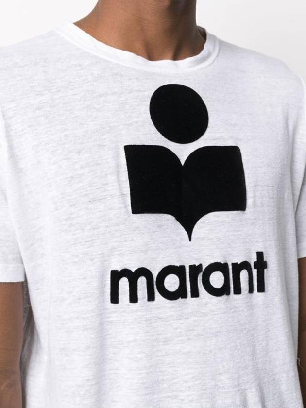 Karman Logo Print Linen Short Sleeve T-Shirt White - ISABEL MARANT - BALAAN 8