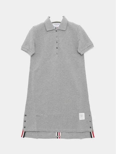 Classic Cotton Pique Center Back Stripe A-Line Short Sleeve Polo Shirt Short Dress Grey - THOM BROWNE - BALAAN 2