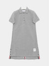 Classic Cotton Pique Center Back Stripe A-Line Short Sleeve Polo Shirt Short Dress Grey - THOM BROWNE - BALAAN 2