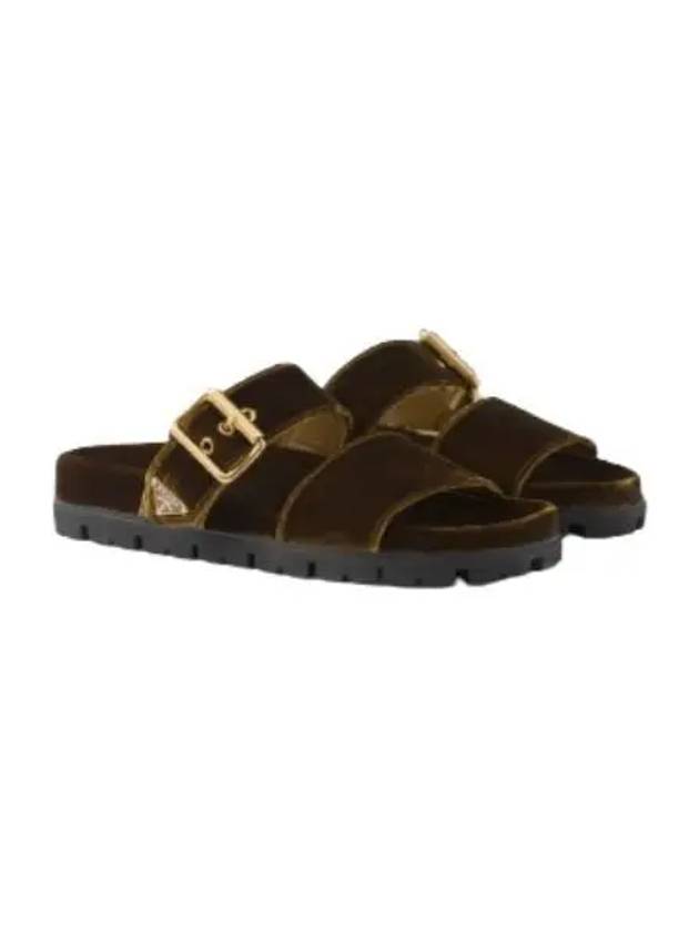 Velvet Slide Slippers Oak - PRADA - BALAAN 2