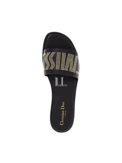 Dway Calfskin Gold Finish Studs Slippers Black - DIOR - BALAAN 2