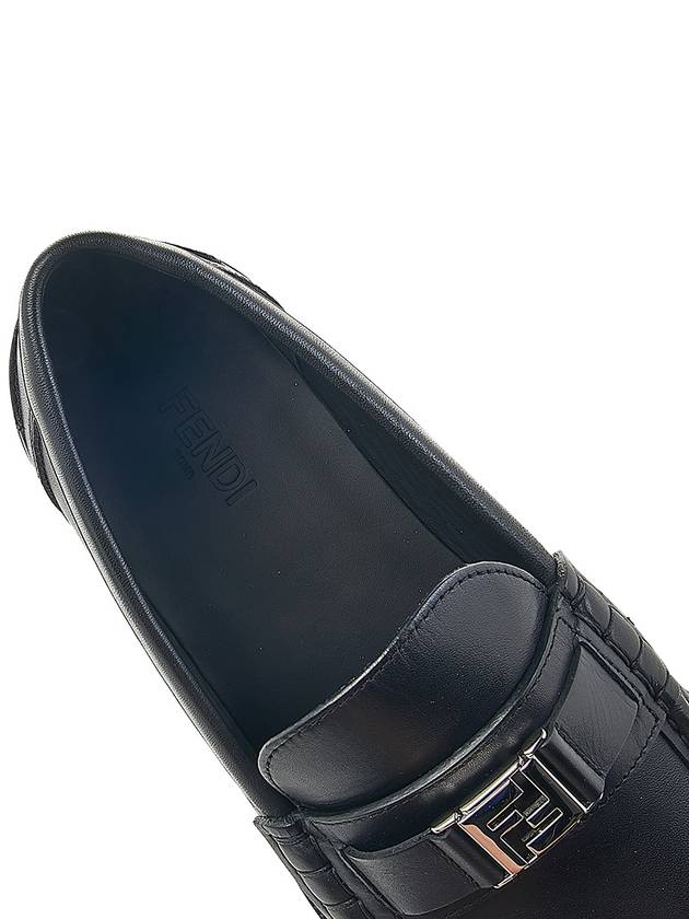 FF Square Leather Loafers Black - FENDI - BALAAN 8