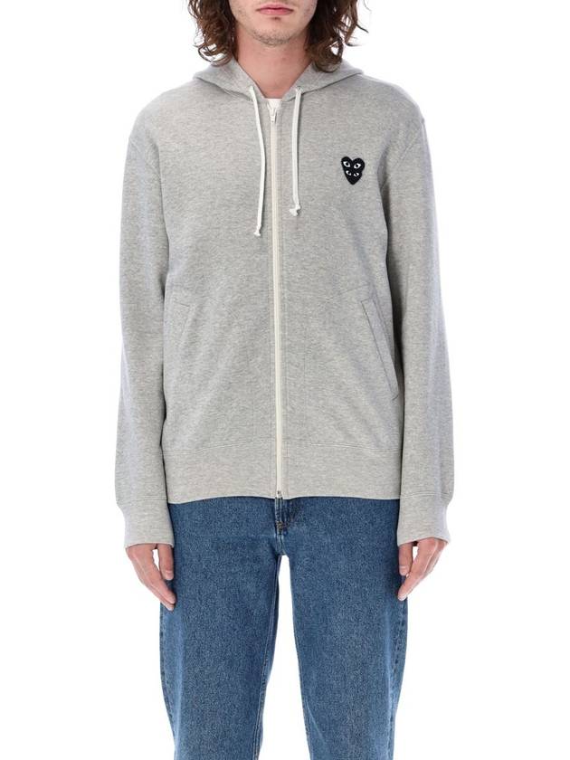 Comme Des Garçons Play Zipped Hoodie With Black Double-Heart Patch - COMME DES GARCONS PLAY - BALAAN 4