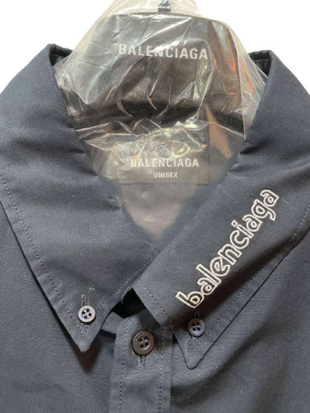 Men's Logo Long Sleeve Shirt Dark Navy - BALENCIAGA - BALAAN 3