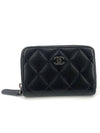 Caviar silver logo zipper card wallet - CHANEL - BALAAN 2