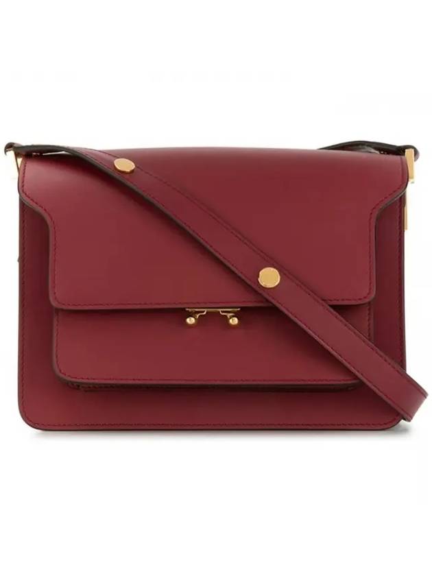 Trunk Medium Calfskin Shoulder Bag Burgundy - MARNI - BALAAN 1