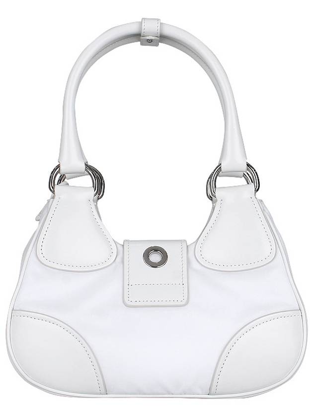 Moon Logo Re-Nylon Leather Tote Bag White - PRADA - BALAAN 6