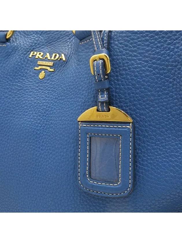 BN1713 VIT DAINO Ocean Blue Leather Gold Logo Tote Bag Shoulder Strap 2WAY - PRADA - BALAAN 4