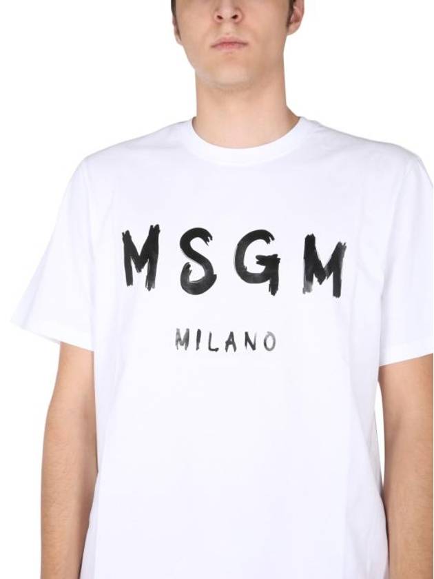 Brushed Logo Short Sleeve T-Shirt White - MSGM - BALAAN 7