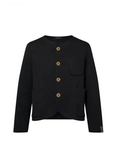 Collarless Knit Jacket Black - LOUIS VUITTON - BALAAN 2