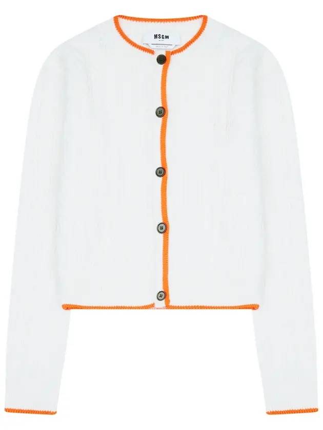 Women's Twist Knit Cardigan White - MSGM - BALAAN.