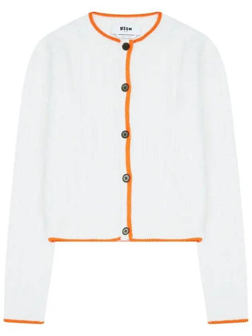 Women's Twist Knit Cardigan White - MSGM - BALAAN.