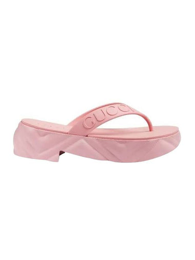 Women's Logo Thong Platform Flip Flops Pink - GUCCI - BALAAN 1