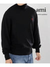 Men's Heart Logo Wool Turtleneck Black - AMI - BALAAN 2