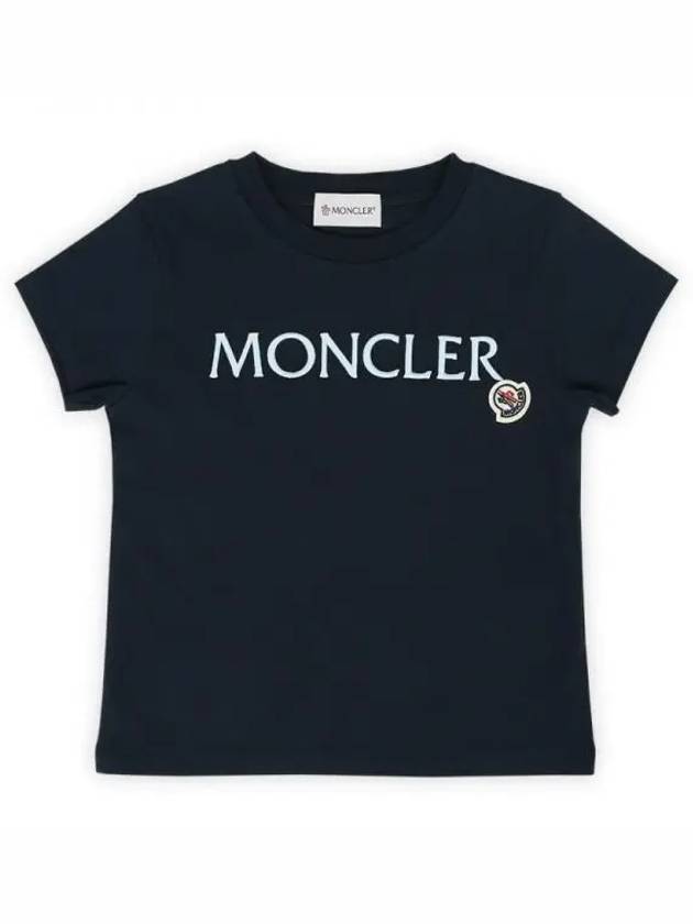 Kids Lettering Logo Patch Short Sleeve Navy 8C00005 83907 778 271108 1053719 - MONCLER - BALAAN 1