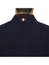 RWB Button Ribbed Polo Wool Knit Top Navy - THOM BROWNE - BALAAN 7