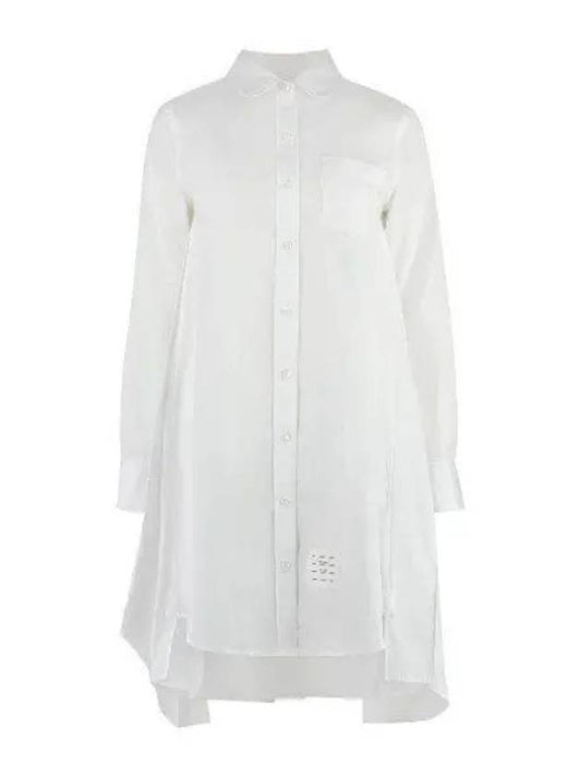 Solid Poplin Pleated Back Shirt Mini Dress White - THOM BROWNE - BALAAN 2