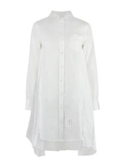 Solid Poplin Pleated Back Shirt Mini Dress White - THOM BROWNE - BALAAN 2