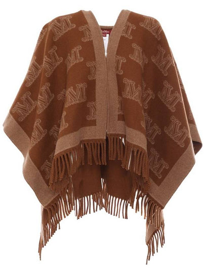 Fringe Logo Wool Cape Brown - MAX MARA - BALAAN 2