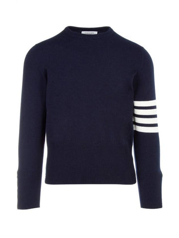 Men's Diagonal Armband Cashmere Crew Neck Knit Navy - THOM BROWNE - BALAAN.