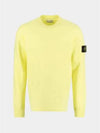 Men's Wappen Patch Crew Neck Wool Knit Top Yellow - STONE ISLAND - BALAAN 2